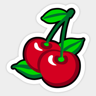 Cartoon Red Green Black Cherries Fruit Graphic Sticker